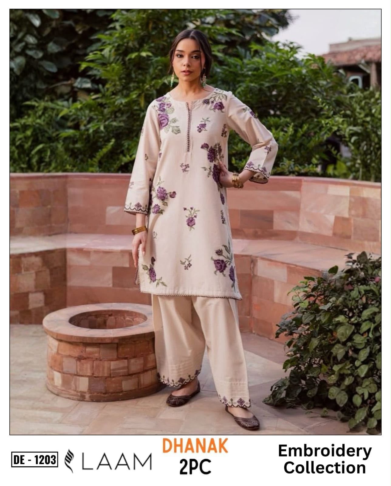 Dhanak embroidered luxury unstitched 2pc suit